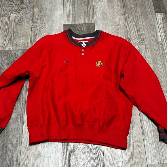 VINTAGE CHAMPION NBA SEATTLE SUPERSONICS ORBIT crewneck red gray sweatshirt - Picture 2 of 8